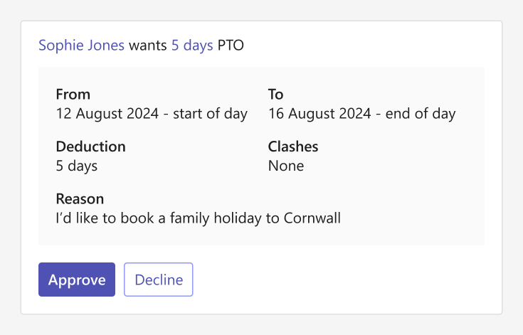 Teams absence approval request