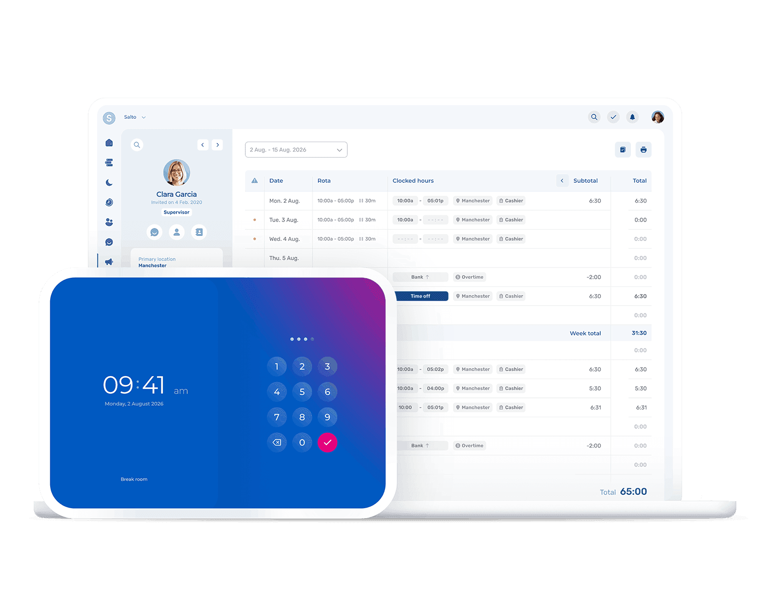 Scheduling view showing employee availability